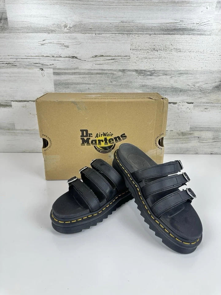Nuevo Dr Martens Negro Hydro Blaire Slide 3 Hebilla Correa Mujer’s Talla 10 Foto 1 de 4