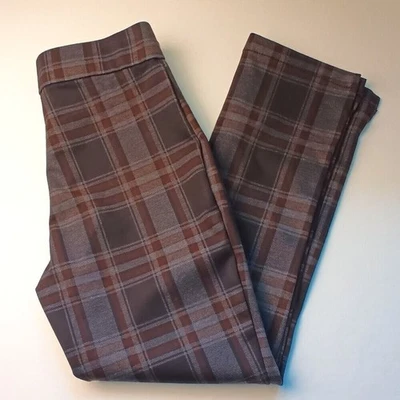 Christian Siriano Leggings Size S Mid Rise Black Grey Brown Plaid - Image 1 of 4