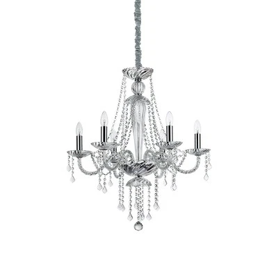 Lampadario Classico Amadeus Metallo-Cristallo Trasparente 6 Luci E14 - Immagine 1 di 2