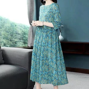 Mid Length Floral Dress for Women Plus Size Polyester Comfortable and Stylish - Picture 1 of 18