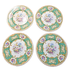 Set of 4-Myotts Royal Staffordshire Dinner Plate 10.75" The Bouquet Green Floral - Picture 1 of 14