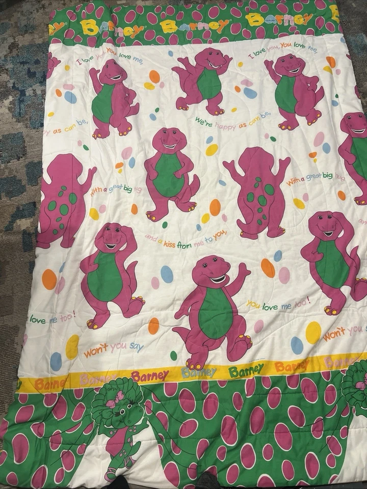 Manta edredón Lyons Group Barney Baby Bop tamaño doble 1992 vintage Foto 1 de 4