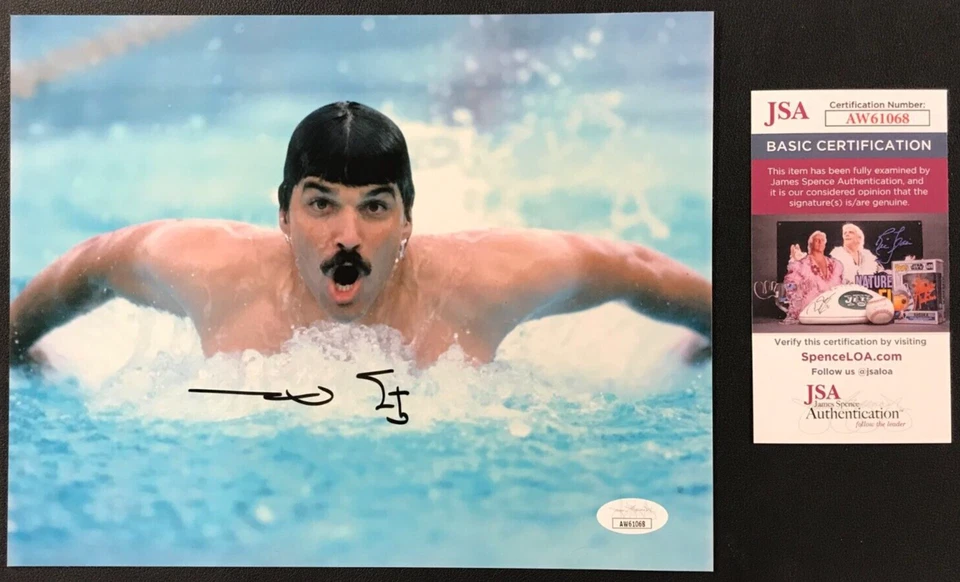 Fotografia assinada por Mark Spitz 8x10 certificado JSA com certificado de autenticidade nadador olímpico EUA Munique '72! - Imagem 1 de 4