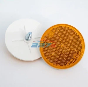 2x Amber Circular Reflectors with Rear Bolt Attachment, 60mm, caravans gateposts - Picture 1 of 1