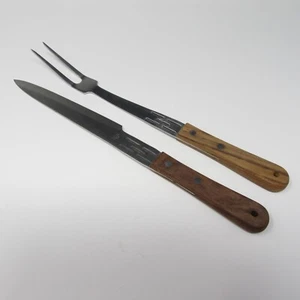 Juego de cuchillos y tenedores para tallar carne con mango de madera inoxidable Vernco MCM de 13" de colección Japón - Imagen 1 de 9