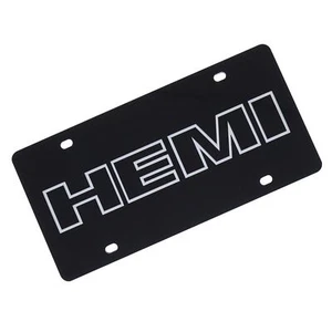 Hemi Logo License Plate (Black) - Picture 1 of 4