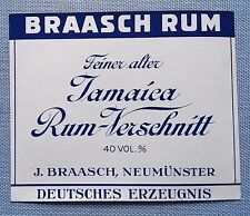 Old Rumetikett Bottle Label Jamaica Rum J.Braasch Neumünster