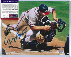 Foto firmada de béisbol de los Padres ~ Jim Leyritz ~ 8x10 (certificado de autenticidad PSA/ADN) Yankees de Nueva York 2xWSC - Imagen 1 de 6