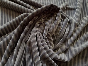 Ribbed Stripe Spandex Velvet Fabric, Per Metre, Grey - Picture 1 of 3