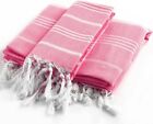 Cacala 2 Pieces Pestemal Turkish Towel Set 2 Piece Bath Set, Dark Pink 