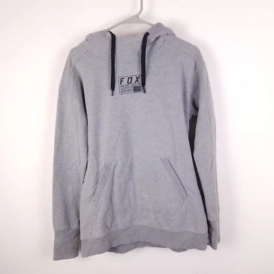 Fox Hoodie Women Large Gray Racing Fleece Lined Hood Sweatshirt Thumbhole Sleeve - Image 1 of 4