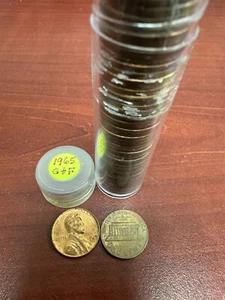 1965 P LINCOLN MEMORIAL CENT PENNY ROLL CIRCULATED 95% COPPER - Picture 1 of 2