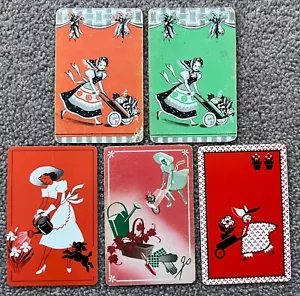 Original swap playing card ladies in the garden wheelbarrow dog - Picture 1 of 1