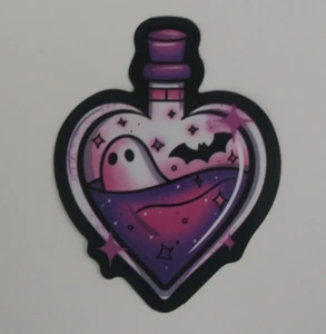 Heart Bottle Of Potion Black & Pink Gothic Graffiti Sticker 2.38" x 1.78" (G) - Picture 1 of 2