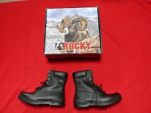New ROCKY Brand Insulated Model BASICS 8" Black Boots Size 11 1/2 Medium Width - Picture 1 of 12