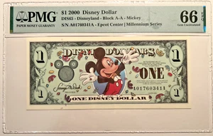 2000 DISNEY DOLLAR $1 MICKEY MILLENNIUM Anaheim A01760341A PMG 66 Gem Uncirc 1F - Picture 1 of 5