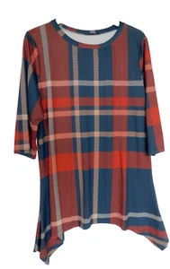 Lily by Firmiana Damen Tunika Oberteil rot blau GR 2XL Stretch Polyester 3/4 Arm - Bild 1 von 3