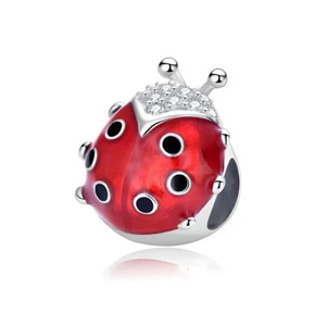 Charm Perle Marienkäfer 925 Silber Kugel  Figur - Anhänger für Armband - Bild 1 von 1