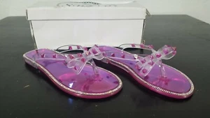 SBVP Women Sz 6 Flip Flops Sandals Pink Studded Jelly Beach Summer Style Pool - Picture 1 of 9