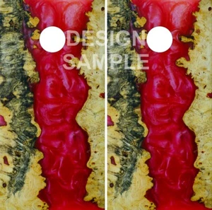 Red Epoxy Wood Cornhole Wrap Bag Toss Skin Decal Sticker  - Picture 1 of 1