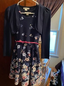 GIRLS size8 dress by KNIT WORKS belted sleeveless w/ short jacket - Picture 1 of 12