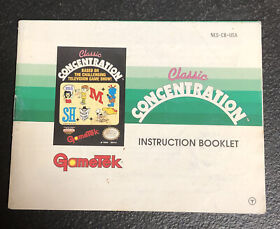 Classic Concentration NES instruction manual booklet - Gametek