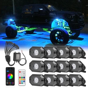 For Can-Am Maverick X3 12 Pods RGB LED Rock Lights Underglow Wireless APP Remote - Picture 1 of 17