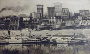 1908 Postcard Real B&W Photo PITTSBURGH PA from 6th Street Bridge Posted & Stamp - Picture 1 of 5