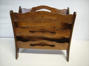 VTG 1960's Butler Solid Fruit Wood Magazine Rack Holder Colonial Style 14"x15" - Picture 1 of 10