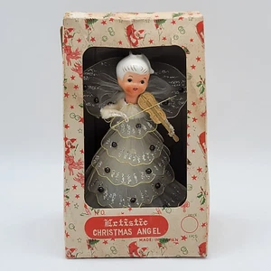 Vintage selten Delta Neuheit weißer Weihnachtsengel/Tüllnetz/Chenillearm/Merkur Glas - Bild 1 von 21