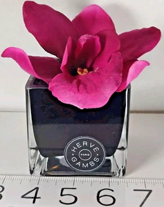 Herve Gambs Purple Couture Orchid Silk Flower In Black Small Glass Cube - Picture 1 of 6