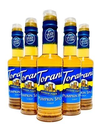 5 Pack Torani Pumpkin Spice SUGAR FREE Syrup Coffee Flavor (12.7 fl oz each) Lot - Image 1 of 4