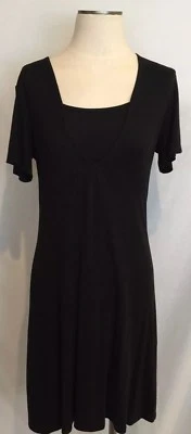 Vestido Jersey Oso Eco S Quiet Luxury Negro Bambú con Mangas Cortas Foto 1 de 4