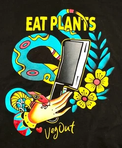 T-Shirt Royal Apparel Eat Plants vegan/vegetarisch vegan Veg Out schwarz Baumwolle Größe XL - Bild 1 von 5