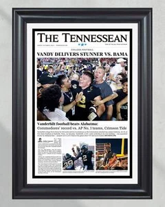 Triunfo histórico de Vanderbilt Commodores 2024 sobre el n.º 1 Alabama - periódico enmarcado - Imagen 1 de 11