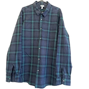 ADIDAS NEO Men’s Check Plaid Navy Green Cotton Shirt XXL - Picture 1 of 10