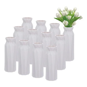Flower Vases, 12pcs Stylish Flower Vases for Bouquet Plastic Flower Vase, Grey - Picture 1 of 7