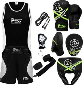 Kids Boxing Set with Gloves Uniform Head Guard Focus Pad for Training Fighting - Picture 1 of 19