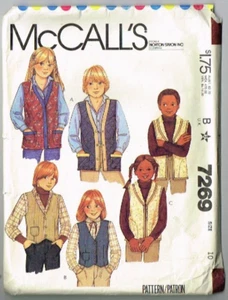 Unisex Vest Pattern Vests McCalls 7269 1980 Vintage UNCUT - Picture 1 of 2