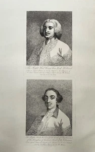 1782 (1822) Antique Prints by Hogarth: Lord Holland & James Caulfield. Heath Ed. - Picture 1 of 4