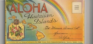 Postal: Aloha Hawaiian Islands, 18 postales de lino desmontables, recuerdo de 1944 - Imagen 1 de 4
