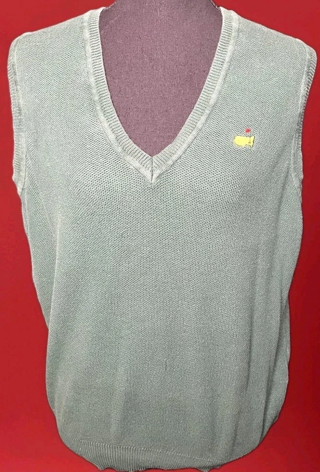 Vintage Masters Golf Mens Large Green V-Neck Knit Pullover Vest - Image 1 of 3