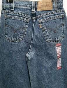 NWOT Vintage 90s Levis Orange Tab 550 Relaxed Jeans Youth 11 Slim 23x25 Snap Med - Picture 1 of 8