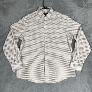 Mizzen+Main Leeward Shirt Mens Medium White Pink Print Classic No Tuck Stretch - Picture 1 of 13