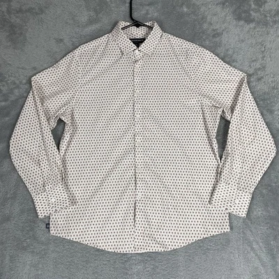 Mizzen+Main Leeward Shirt Mens Medium White Pink Print Classic No Tuck Stretch - Image 1 of 4