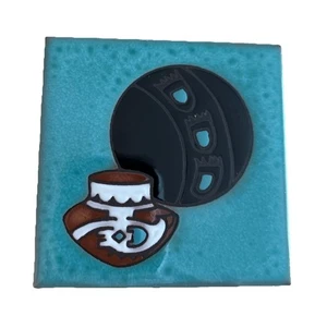 Cleo Deissedre Art Tile Olla Pot Black W Turquoise Accents 4x4 Coaster Trivet - Picture 1 of 6