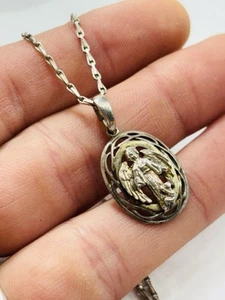 Old silver Guardian Angel pendant with 16 inches chain - Picture 1 of 5