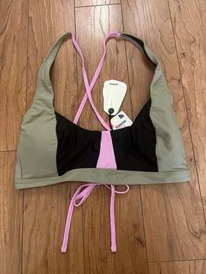 Nuevo con etiquetas Top de Bikini PrAna Tulum Extra Grande Talla Negro Color Bloque Verde Negro Lila  Foto 1 de 4
