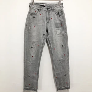Felix the Cat x Scotch & Soda Jeans W26 x L32 Embroidered Cropped Boyfriend Fit - Picture 1 of 24