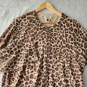 Talbots Silk Cashmere Sweater Womens 1X Cheetah Leopard Print Cardigan Vintage - Picture 1 of 7
